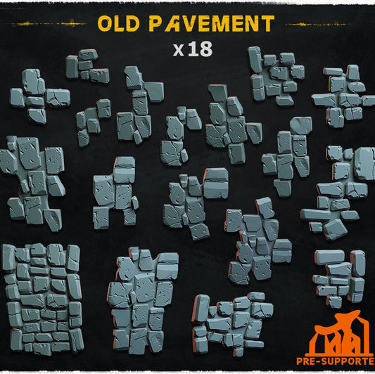 Route pavée en vieille pierre (Pack de 18)